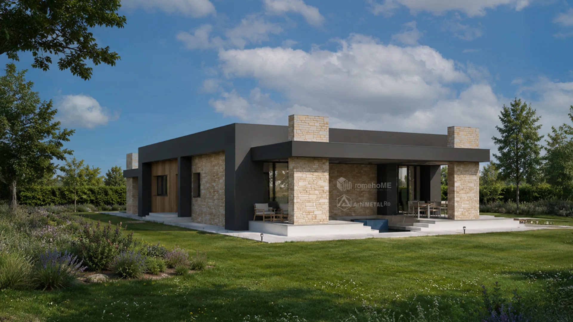 Casa Anais seara, cu luminile aprinse