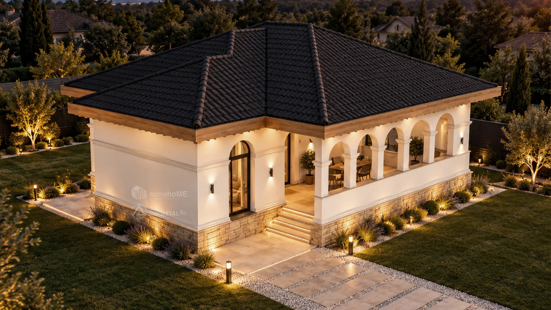 Casa Andrada văzută de sus, cu acoperișul în patru ape