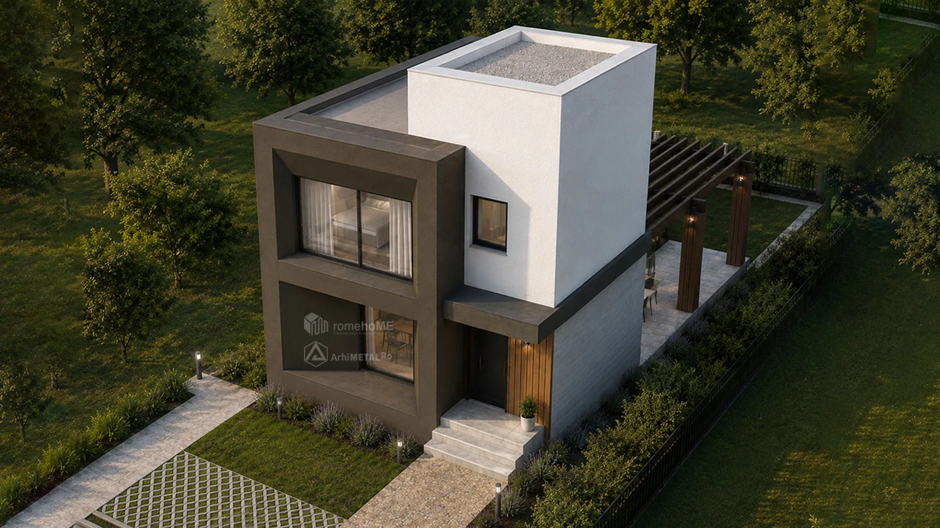 Casa Carina dinspre grădină, cu terasa din spate