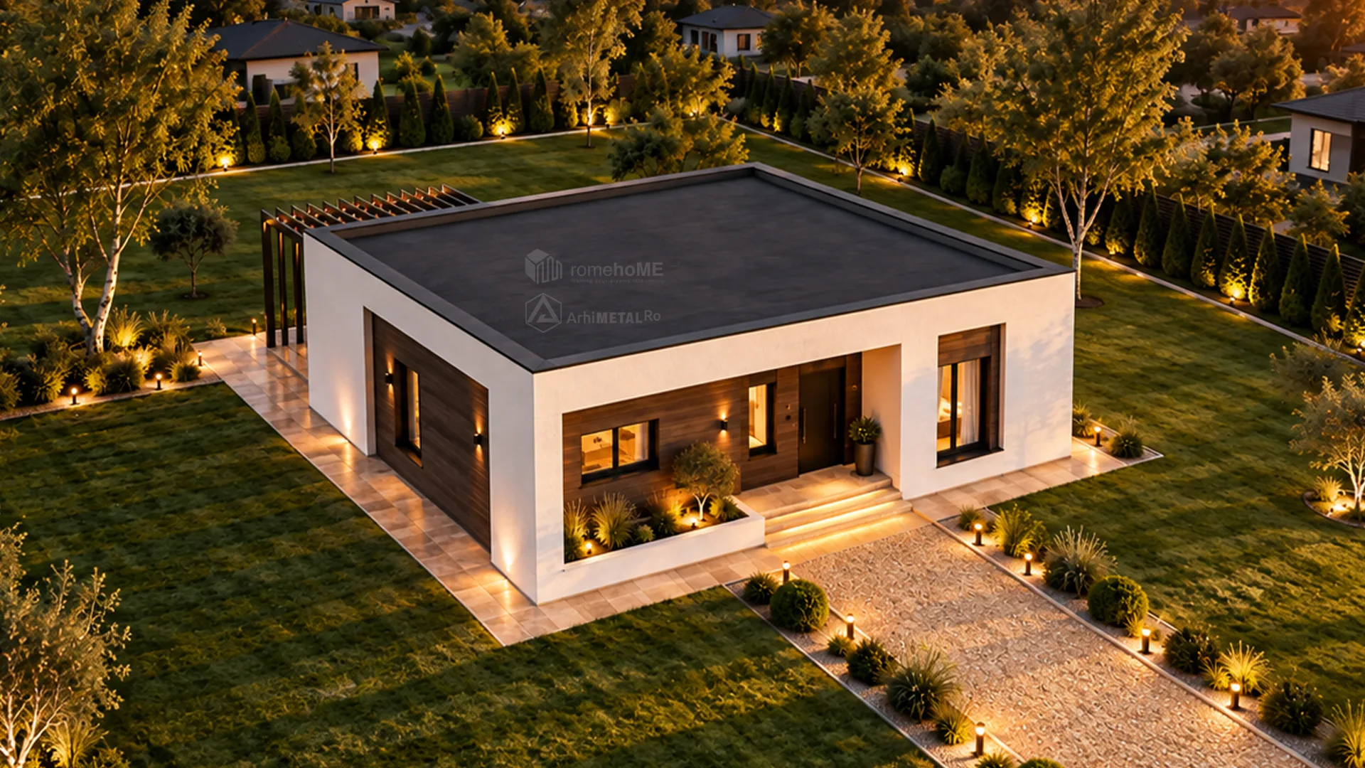 Casa Daniela văzută de sus, cu acoperișul plat