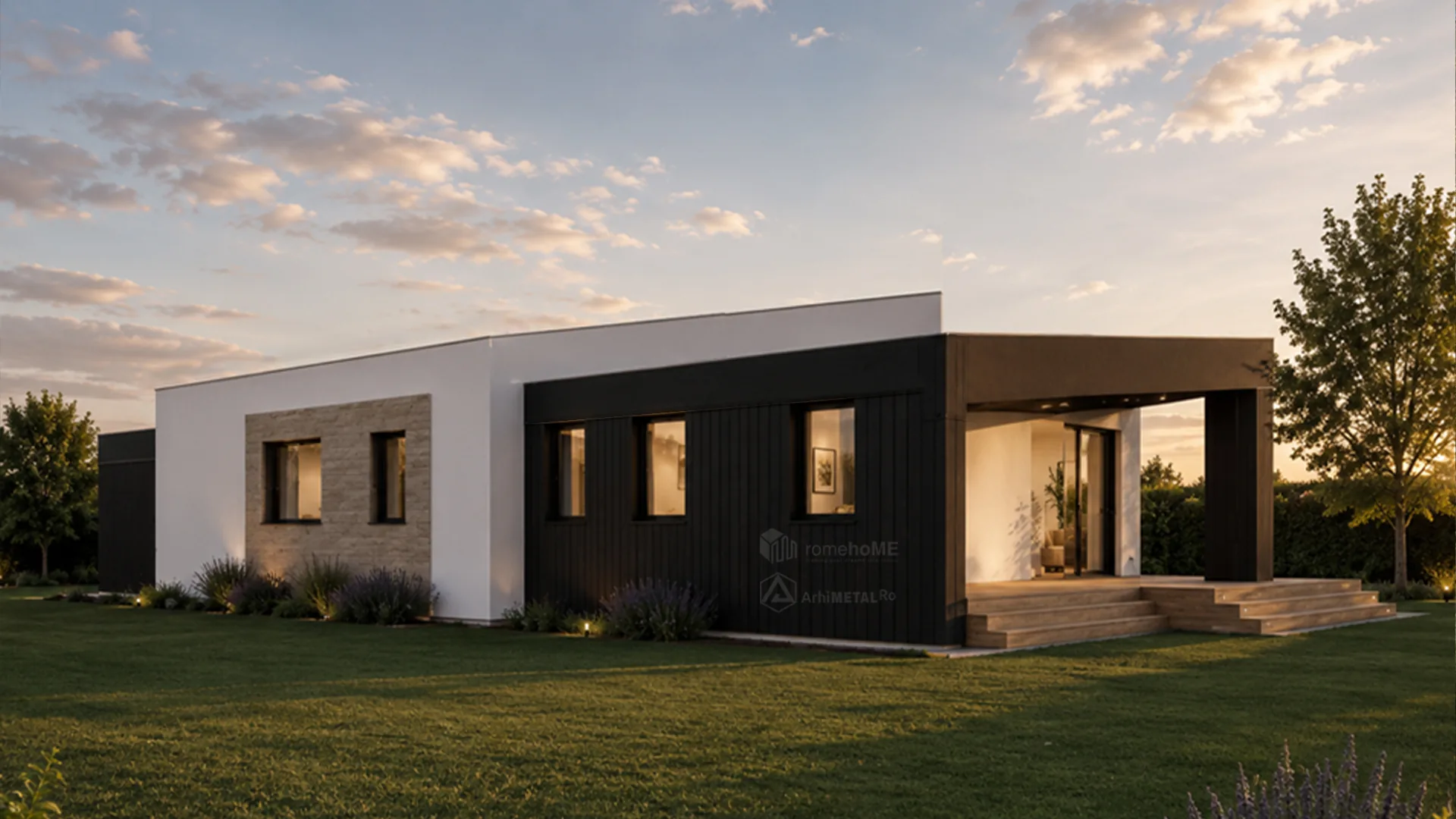 Casa Delia seara, cu luminile aprinse
