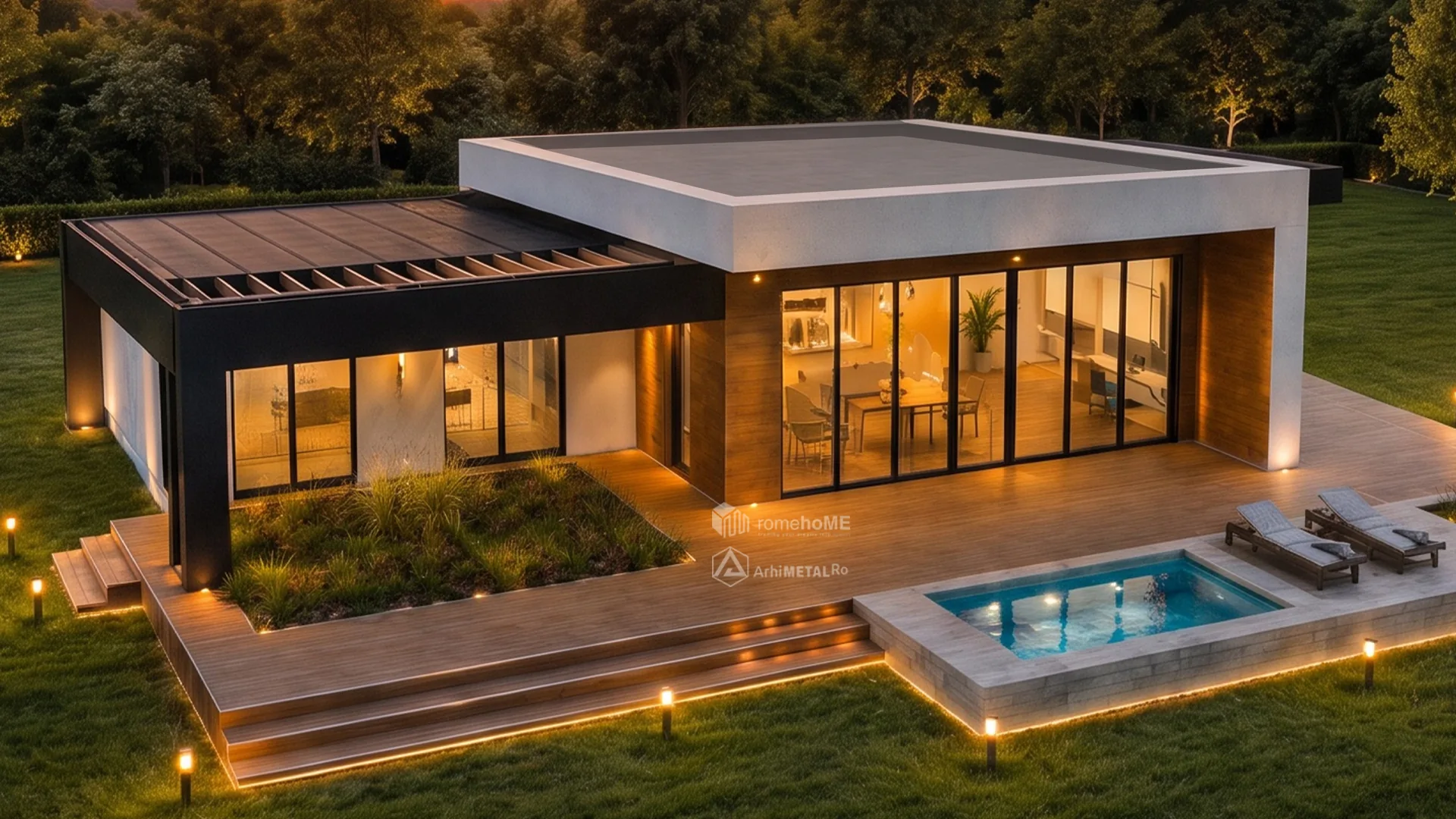 Casa Delia văzută de sus, cu piscina
