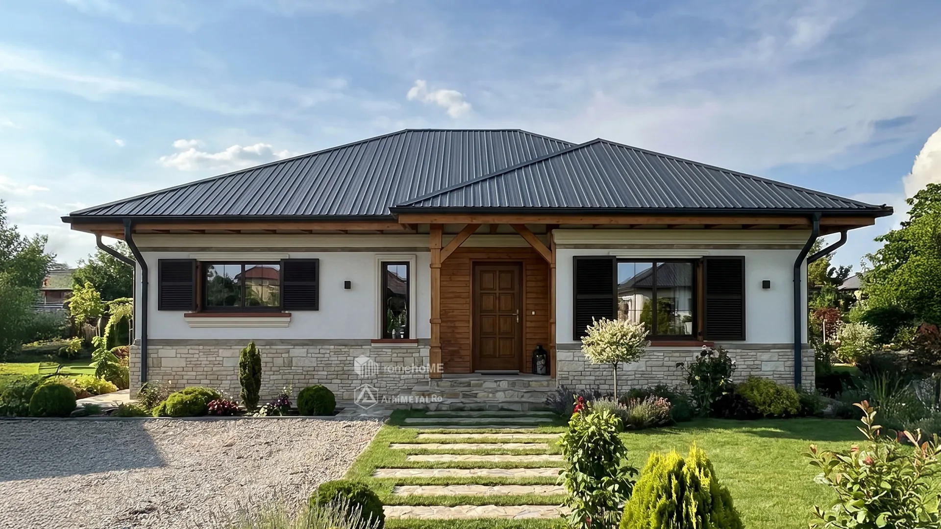 Casa Denisa din grădină, cu obloanele de lemn