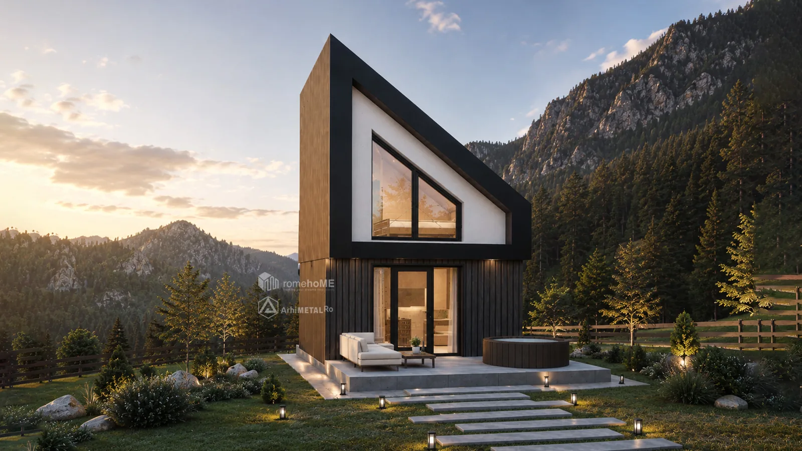 Casa Elena, cabane cuplate într-un resort de munte, randarea 3