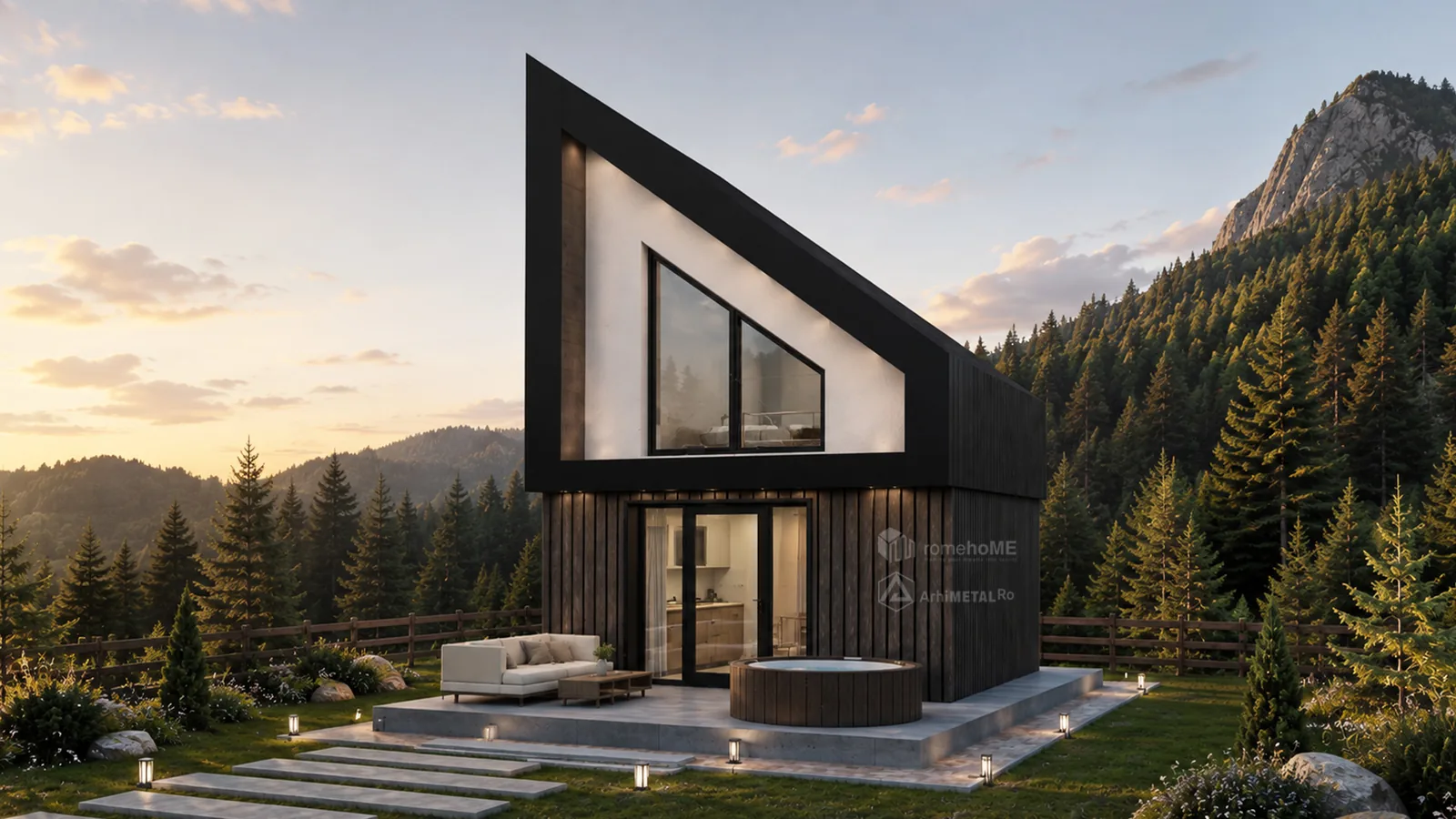 Casa Elena, cabane cuplate într-un resort de munte, randarea 4