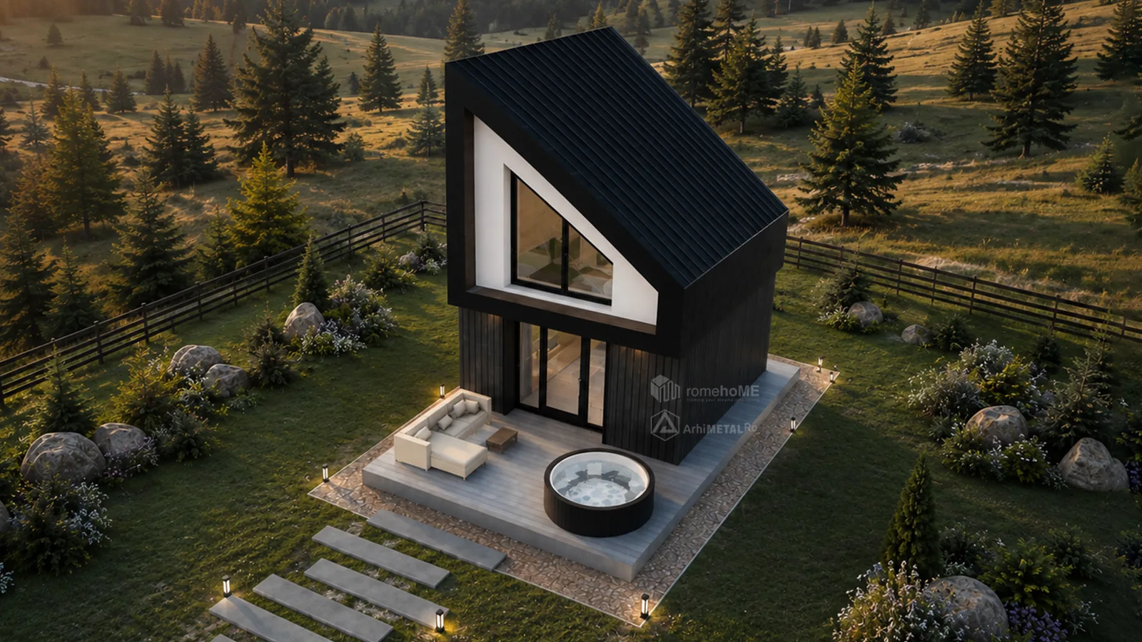 Casa Elena, cabane cuplate într-un resort de munte, randarea 5