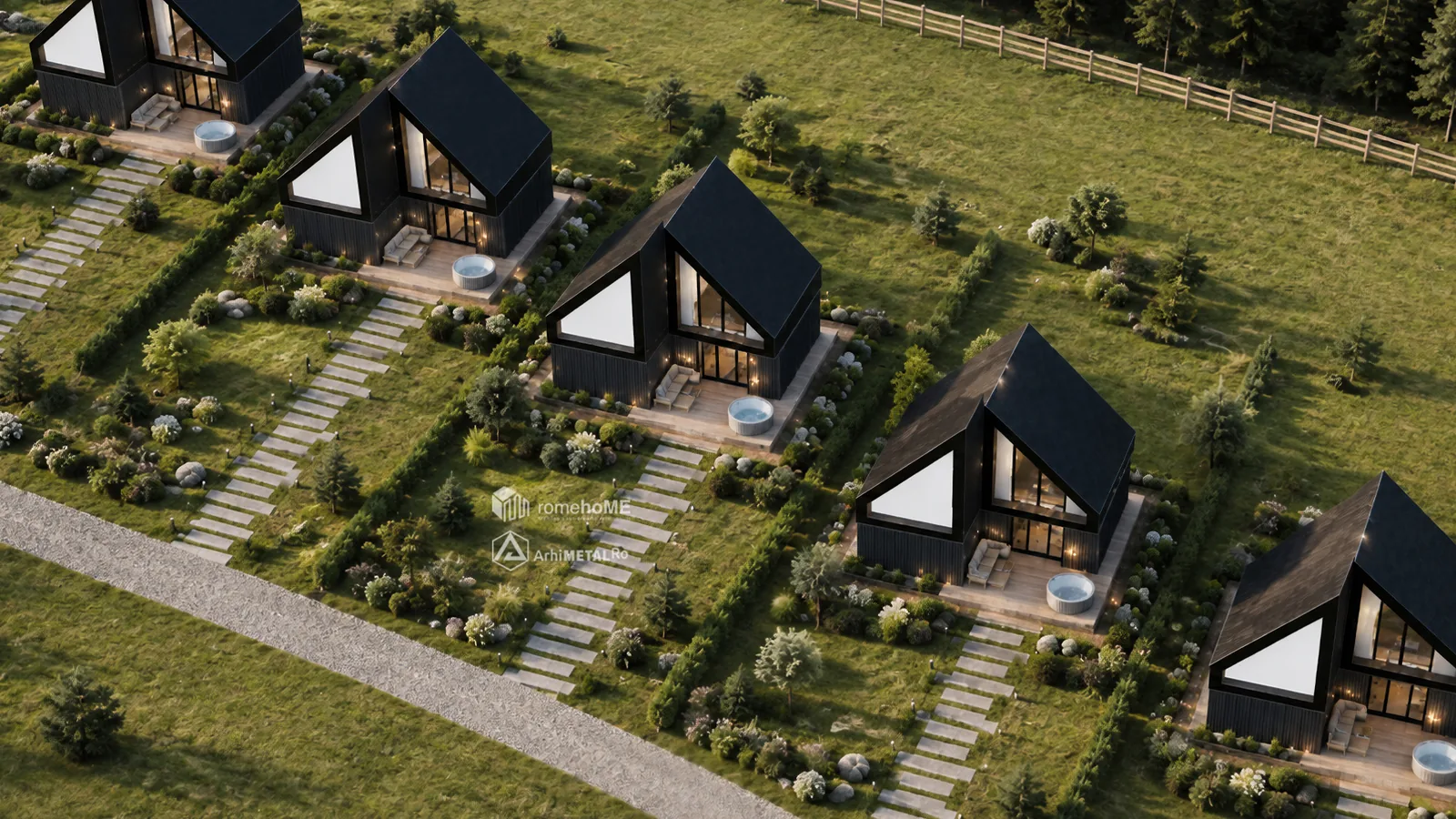 Casa Elena, cabane cuplate într-un resort de munte, randarea 6