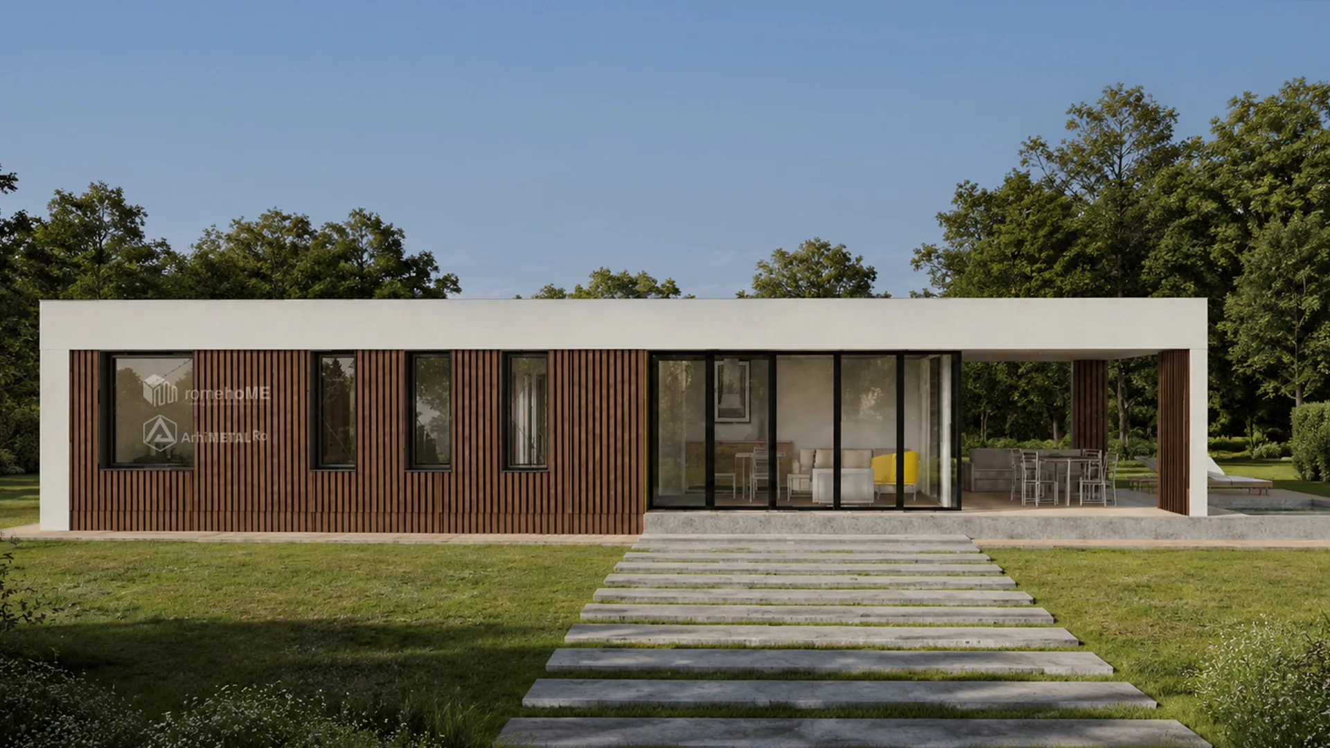 Casa Gabriela seara, cu luminile aprinse