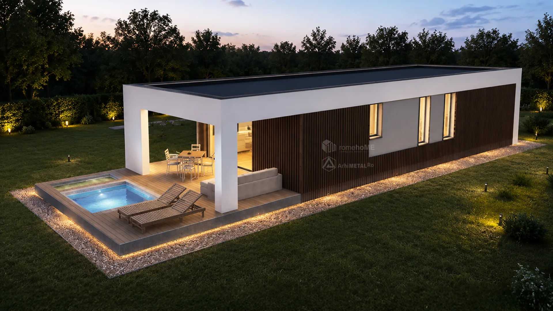 Casa Gabriela cu terasa acoperită și piscina