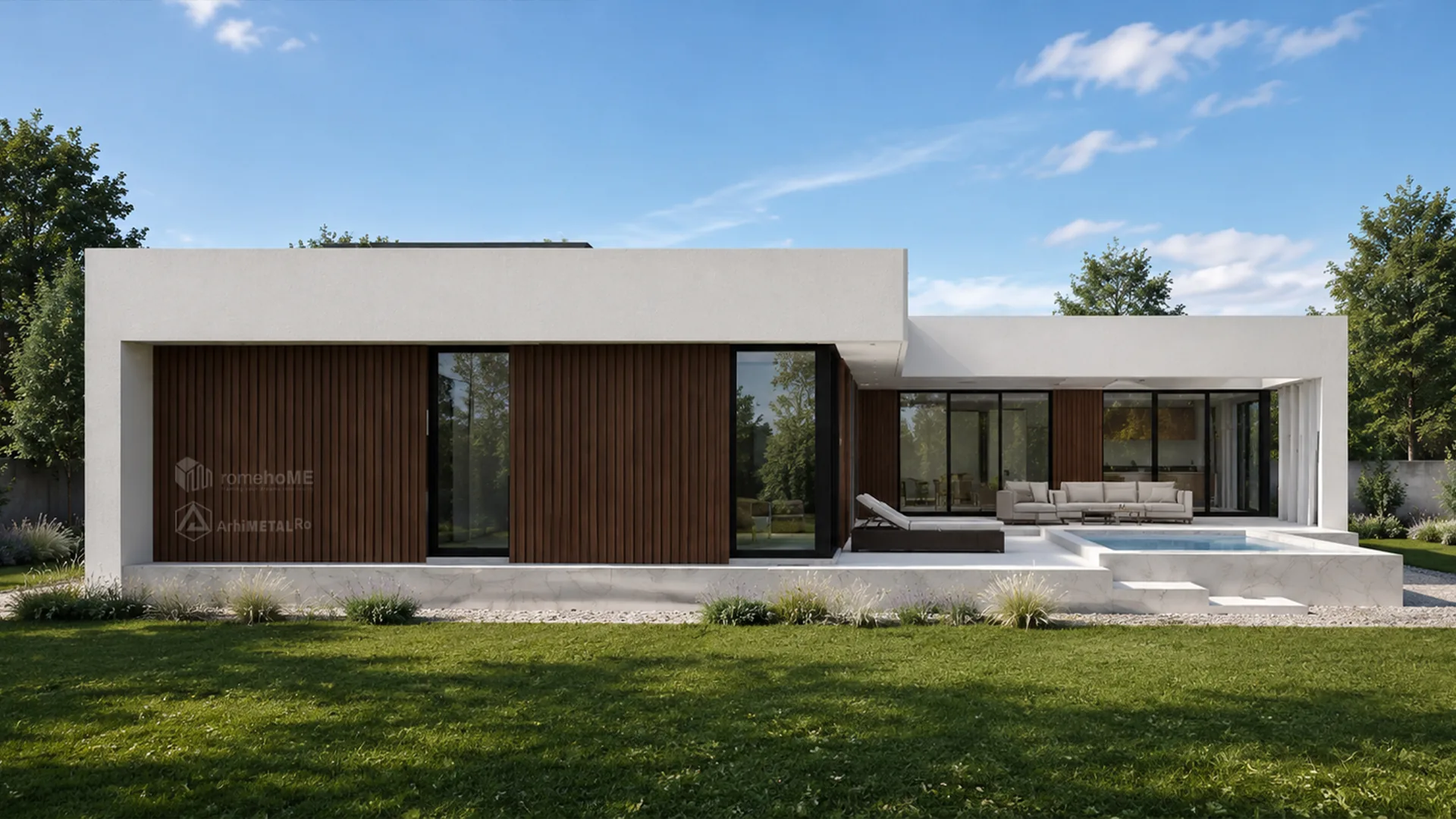 Casa Lavinia din grădină, cu placarea de lemn