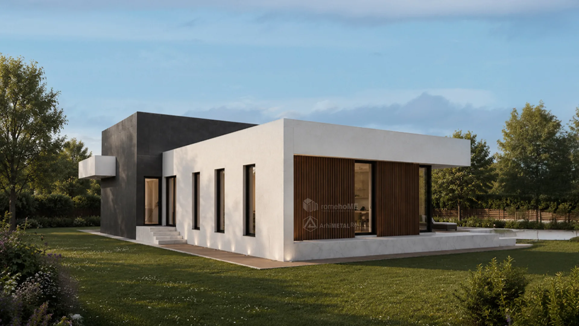 Casa Lavinia seara, cu luminile aprinse