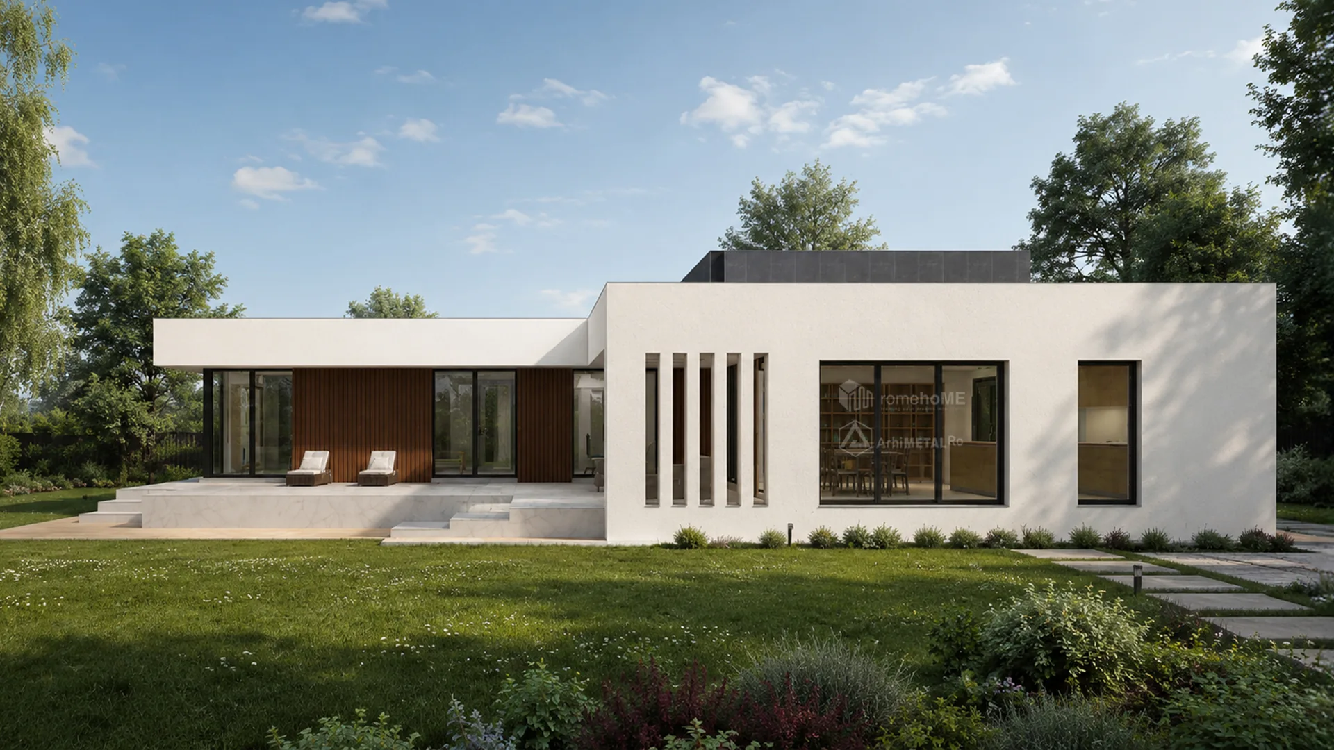Casa Lavinia văzută de sus, cu piscina în curtea interioară