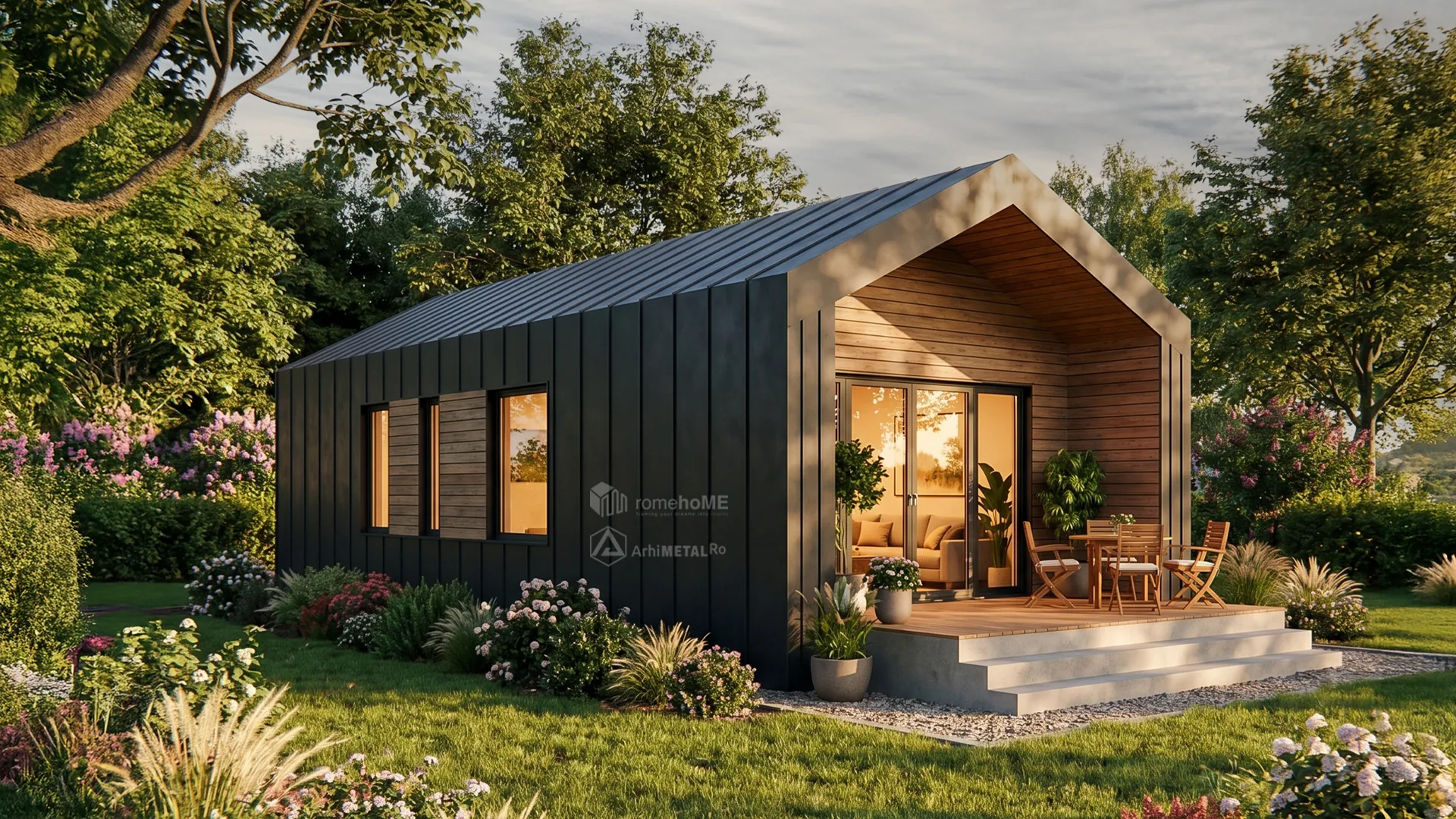 Casa Lidia seara, cu luminile aprinse