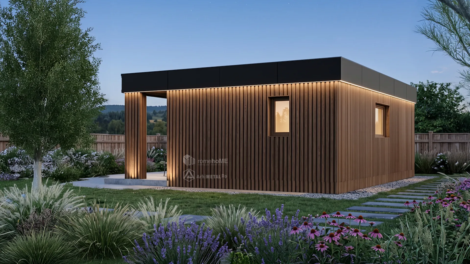 Casa Livia seara, cu luminile aprinse