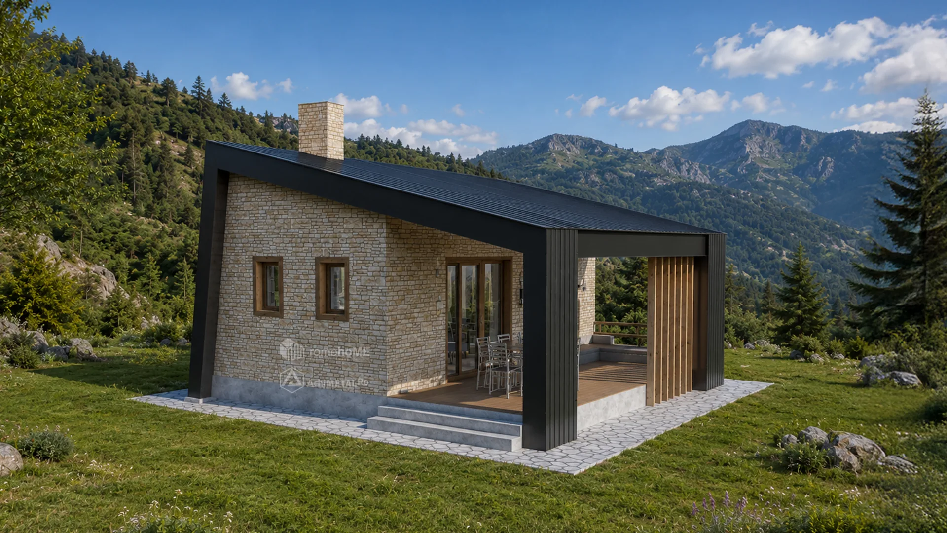 Casa Mara seara, cu luminile aprinse