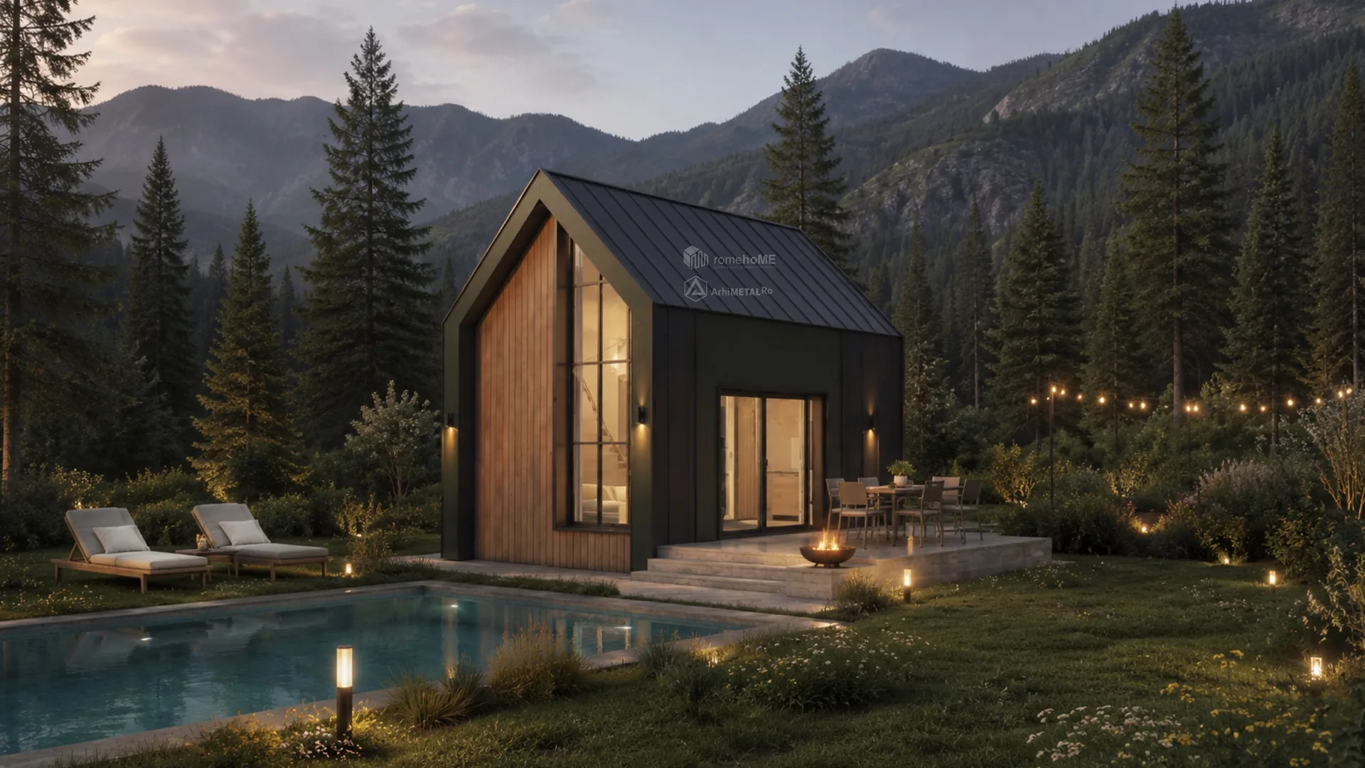 Casa Sofia, casă compactă de vacanță inspirată de cabanele montane, randarea 1