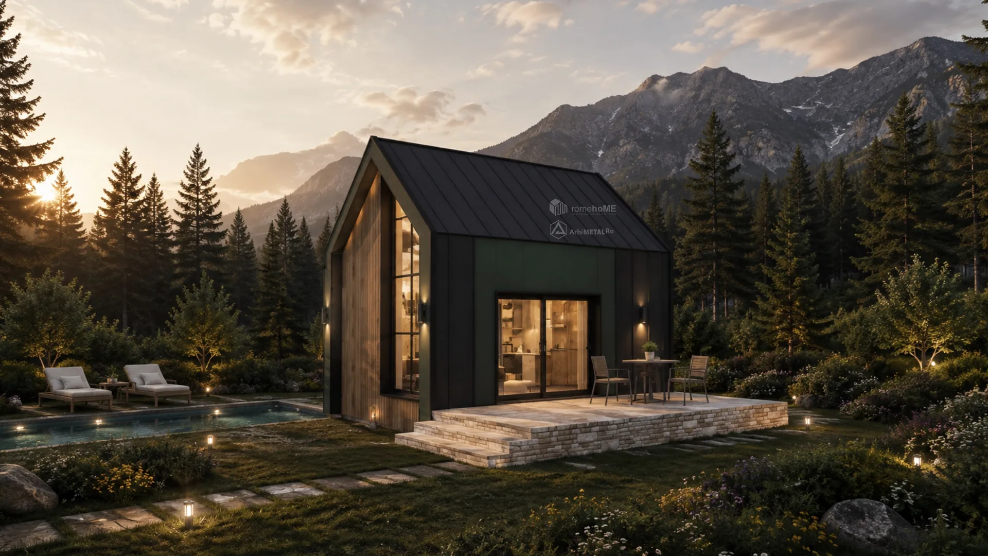 Casa Sofia, casă compactă de vacanță inspirată de cabanele montane, randarea 2