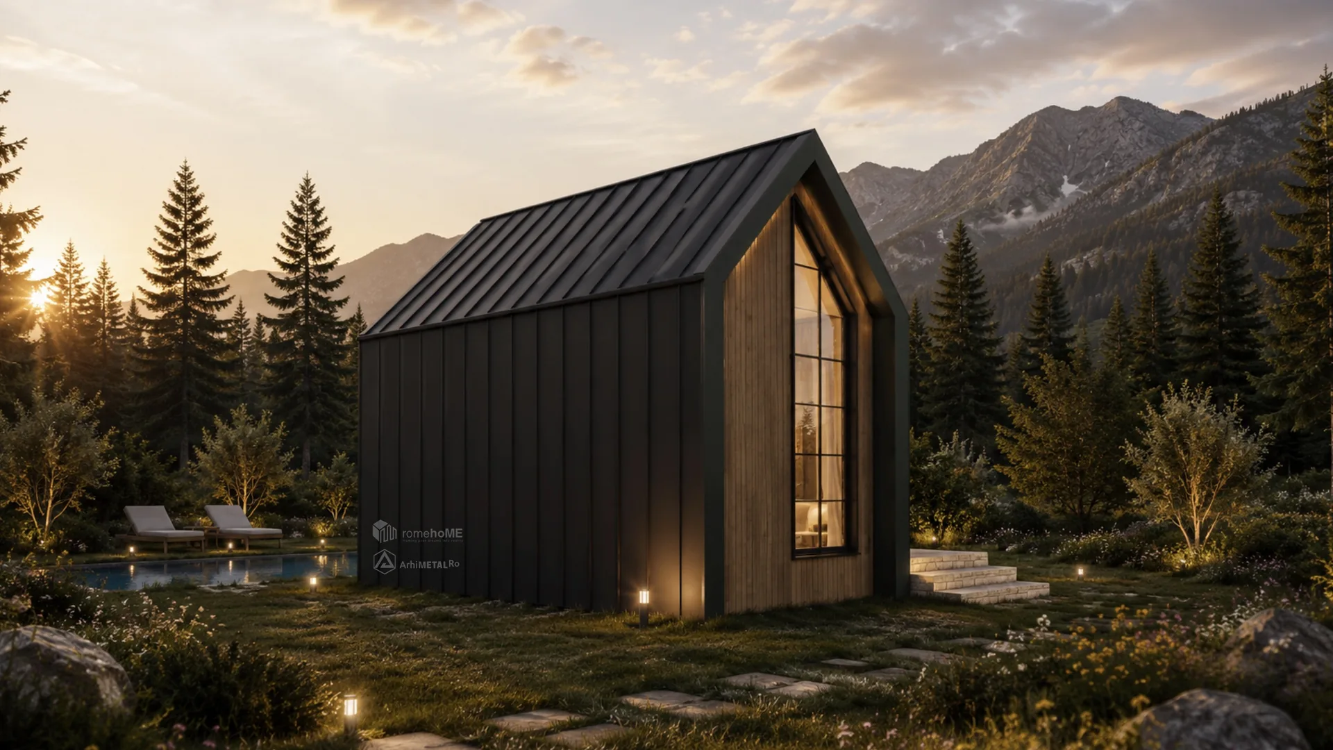 Casa Sofia, casă compactă de vacanță inspirată de cabanele montane, randarea 3