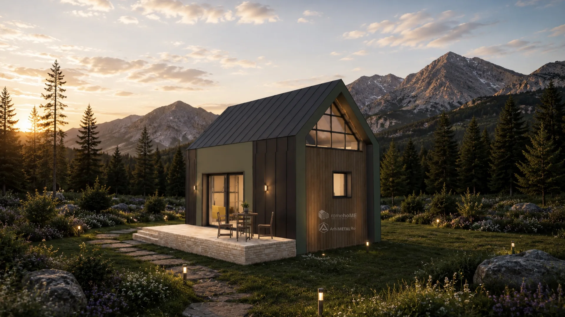 Casa Sofia, casă compactă de vacanță inspirată de cabanele montane, randarea 6