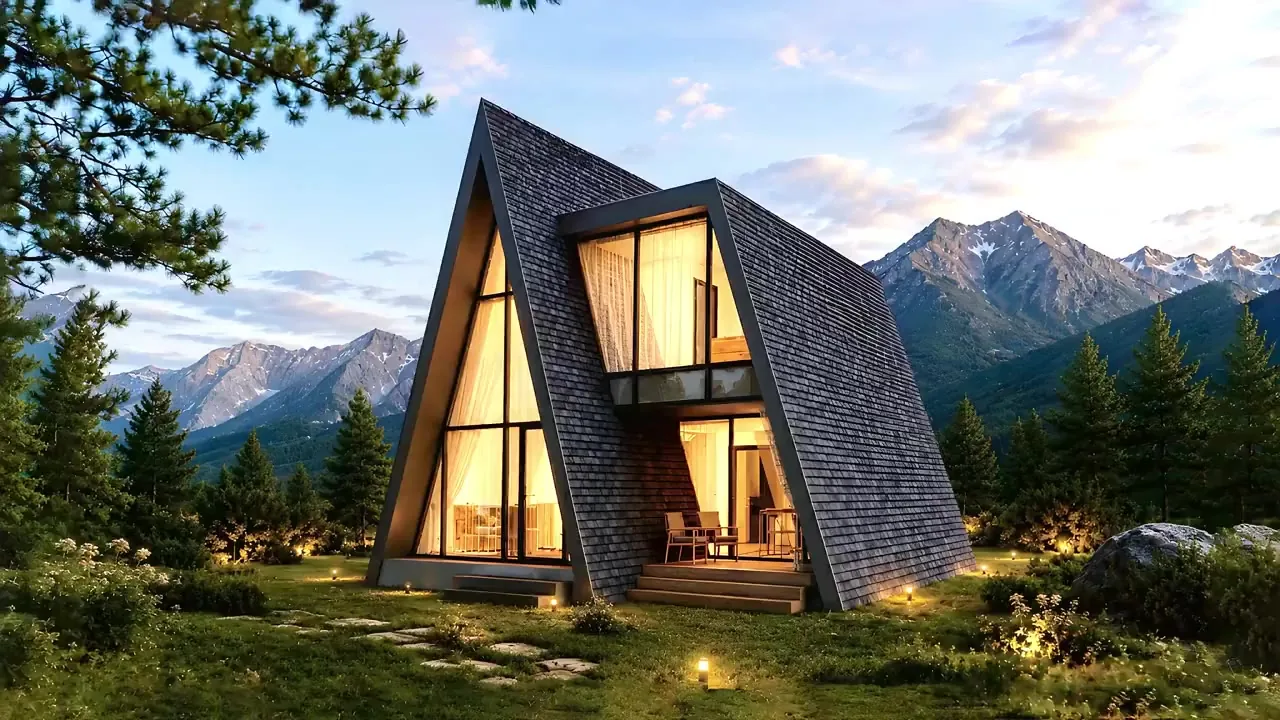 Casa Daria, A-Frame cu acoperișul coborât până la sol