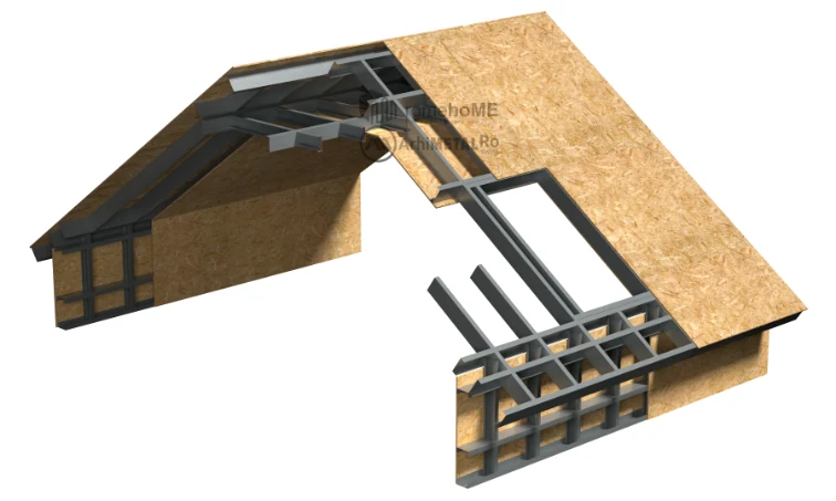 Acoperișuri cu pantă — Structura acoperișului cu pantă, la coamă