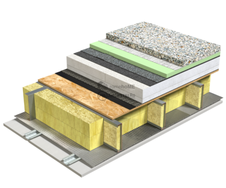 5.2.2 – Detaliu terasa – OSB – termoizolatie EPS – protectie termoizolatie XPS – necirculabila – pietris