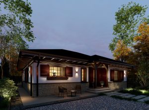 structură prefabricată metalică LSF pentru casă eficientă energetic cu izolație continuă